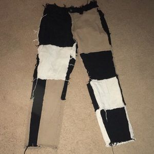 Black tan and white pants